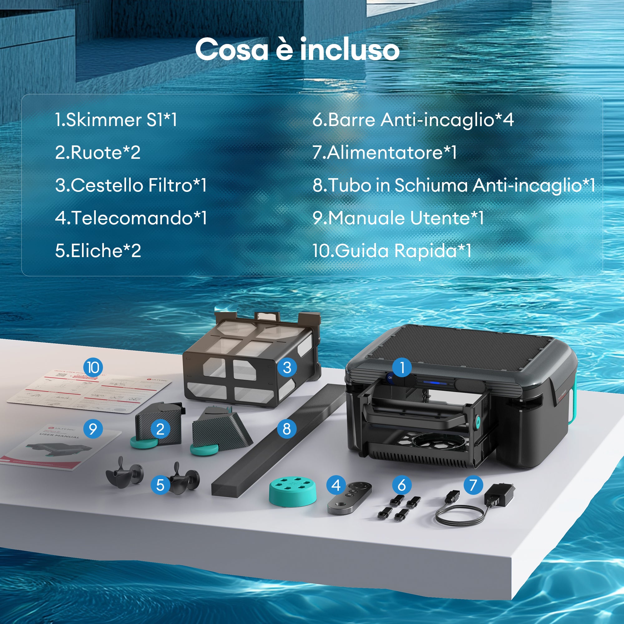 Ultenic Pooleco S1 Skimmer per piscina robotico solare