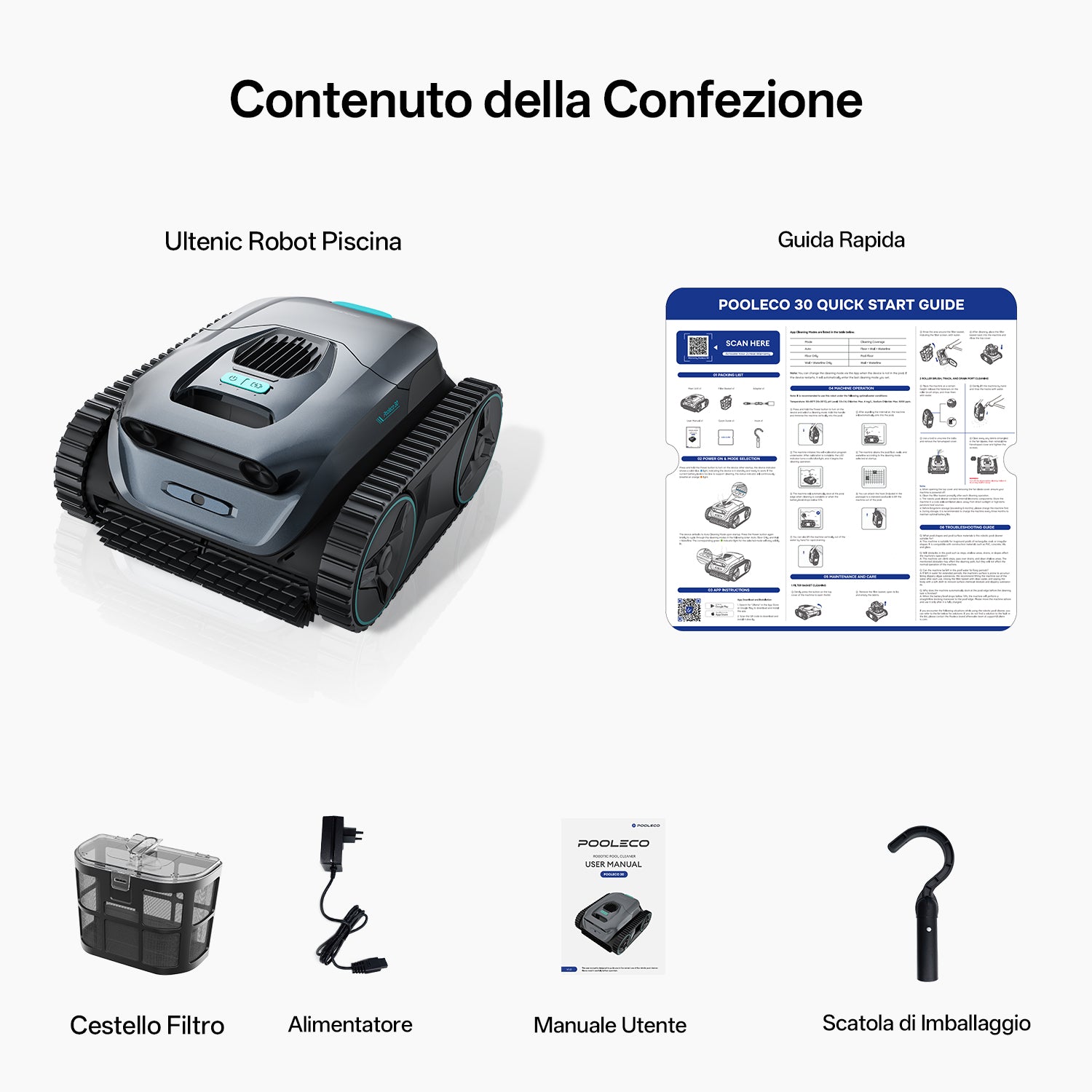 Ultenic Pooleco 30 Pulitore Robotico per Piscina Senza Fili