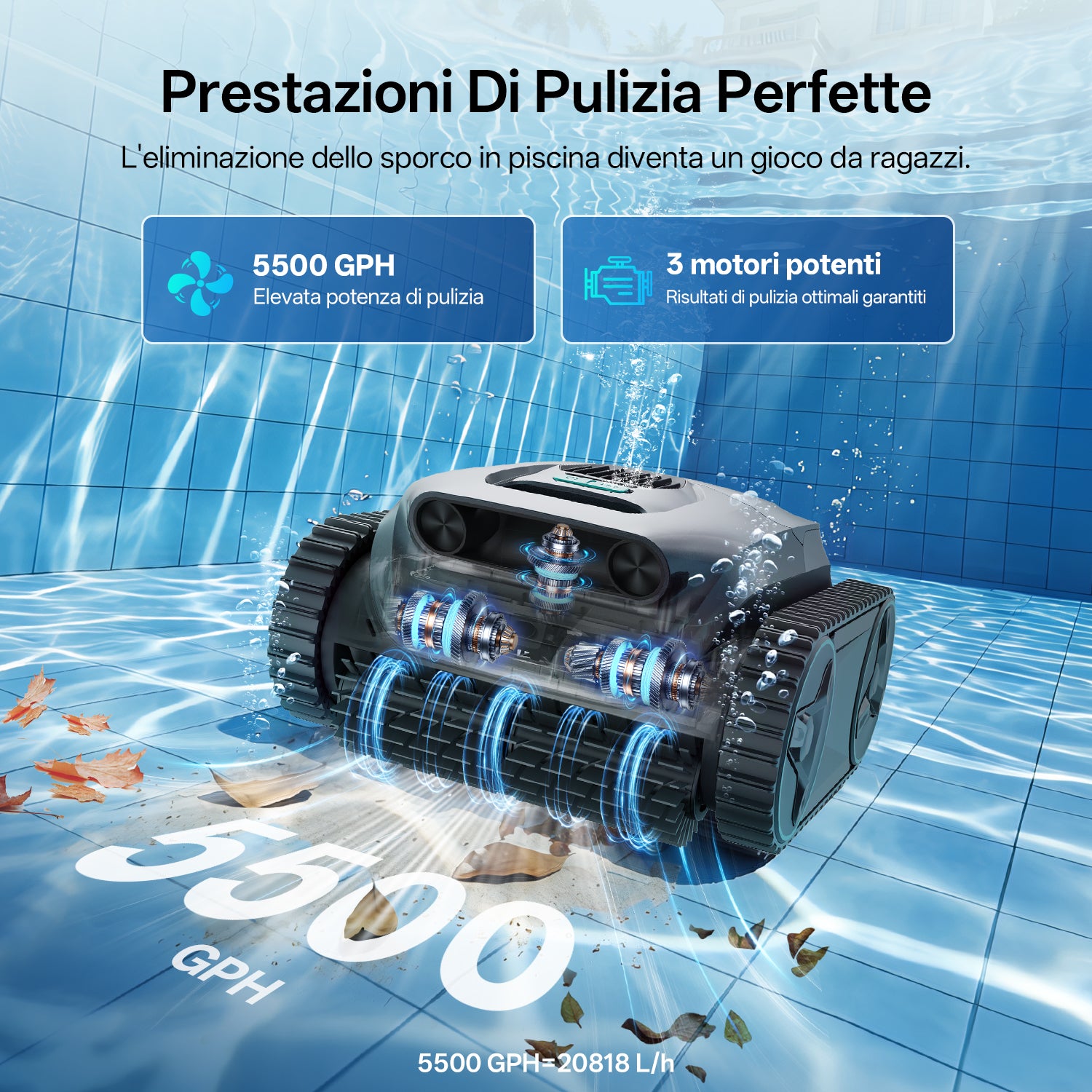 Ultenic Pooleco 30 Pulitore Robotico per Piscina Senza Fili