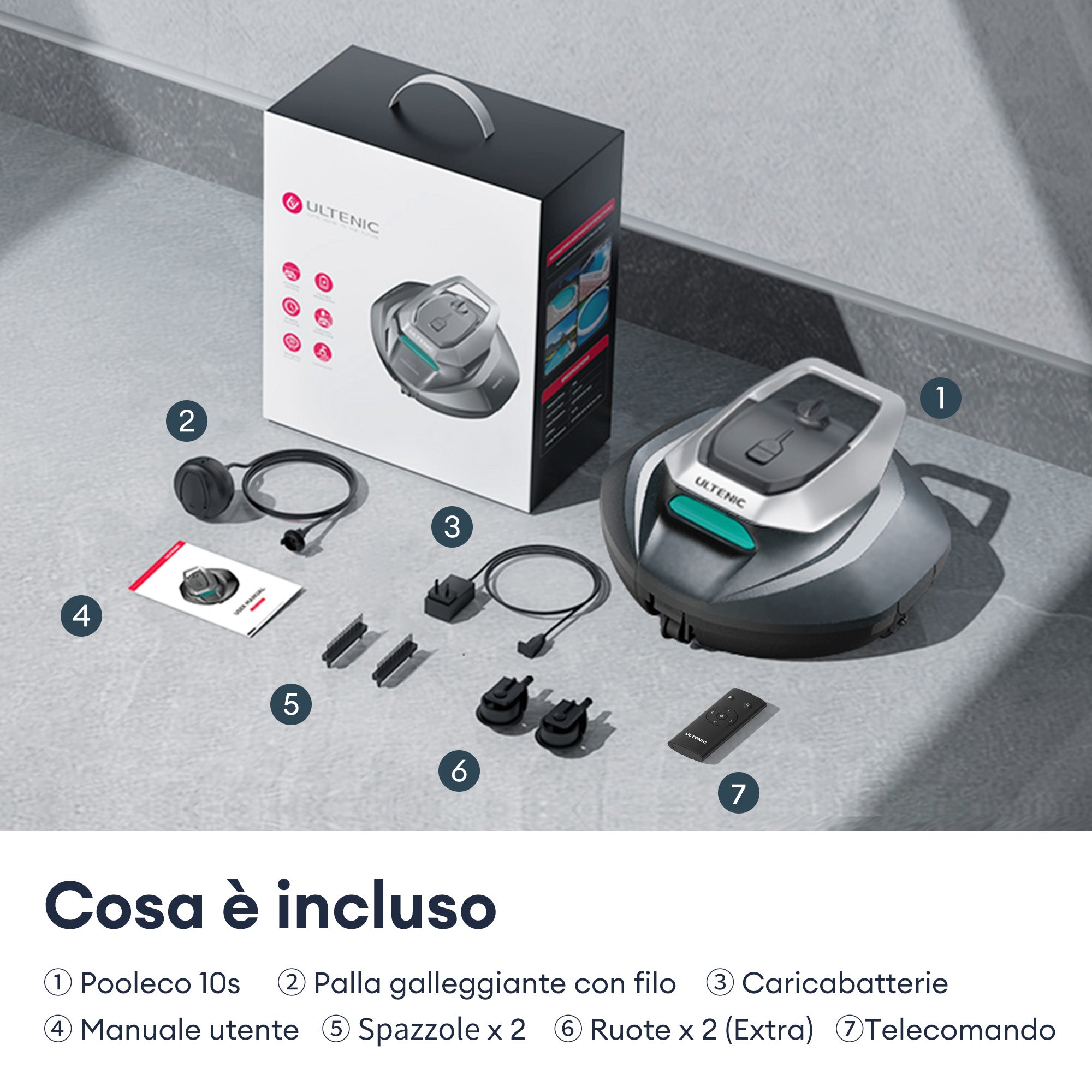 Ultenic Pooleco 10 Series Pulitore Robotico per Piscina Senza Fili