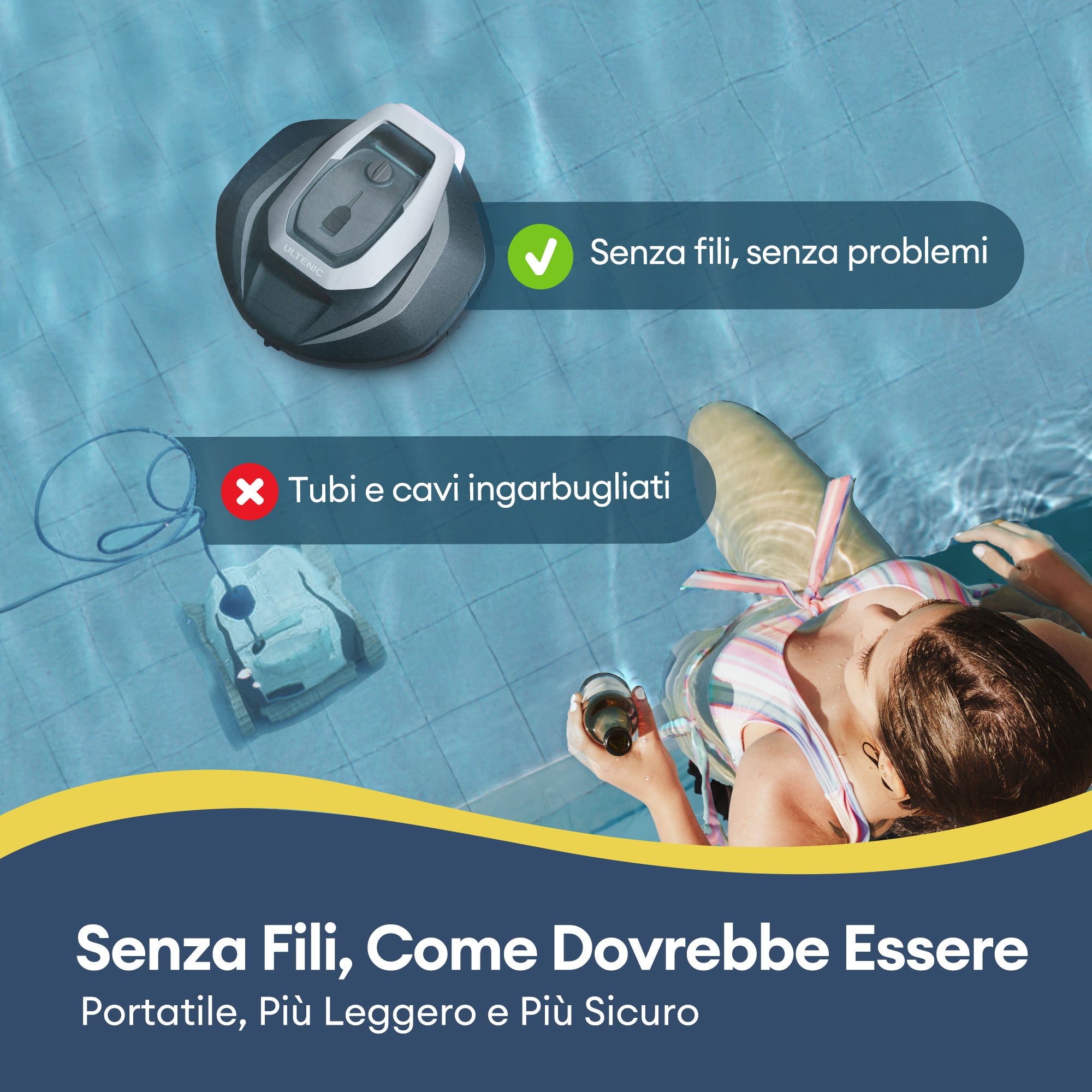 Ultenic Pooleco 10 Series Pulitore Robotico per Piscina Senza Fili